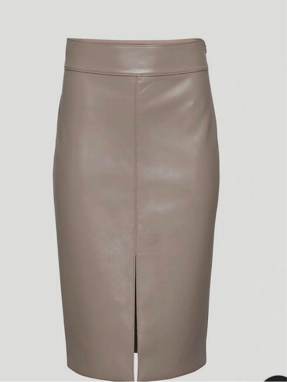 Babaton Taupe Leather Pencil Skirt